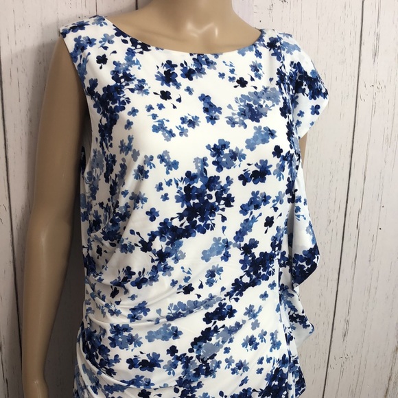 🌻NWT American Living Blue Floral One Sleeve Dress - Picture 9 of 16